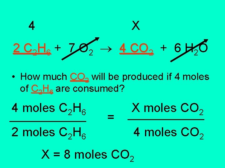 4 X 2 C 2 H 6 + 7 O 2 4 CO 2