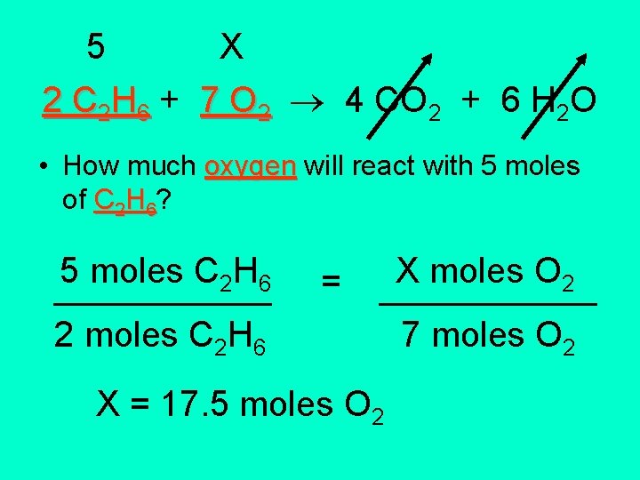 5 X 2 C 2 H 6 + 7 O 2 4 CO 2