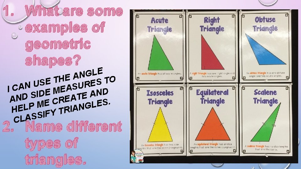 1. What are some examples of geometric shapes? E L G N A E 1. What are some examples of geometric shapes? E L G N A E