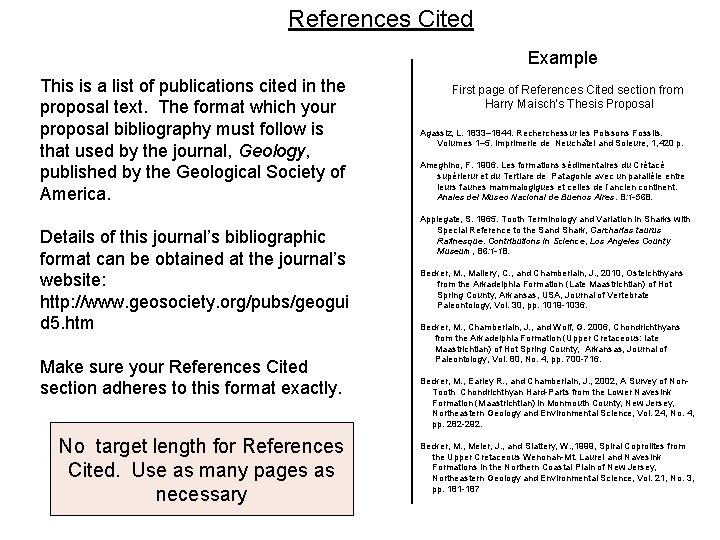 References Cited Example This is a list of publications cited in the proposal text.