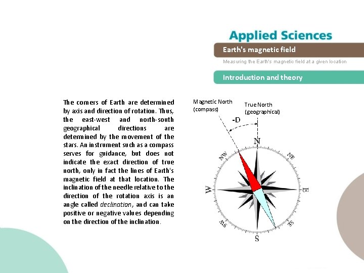 Earth's magnetic field Measuring the Earth's magnetic field at a given location Introduction and