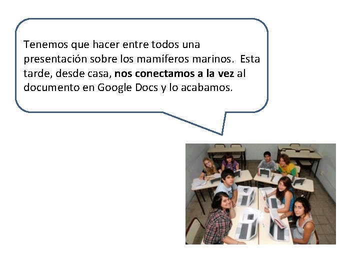 Tenemos que hacer entre todos una presentación sobre los mamíferos marinos. Esta tarde, desde