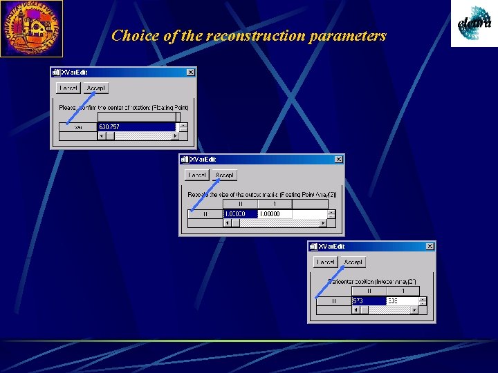 Choice of the reconstruction parameters 