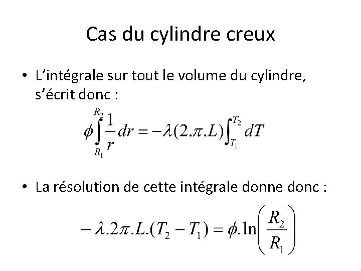 Cas du cylindre creux • L’intégrale sur tout le volume du cylindre, s’écrit donc Cas du cylindre creux • L’intégrale sur tout le volume du cylindre, s’écrit donc
