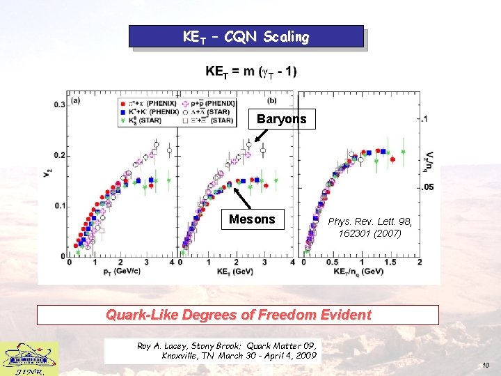 KET – CQN Scaling Baryons Mesons Phys. Rev. Lett. 98, 162301 (2007) Quark-Like Degrees