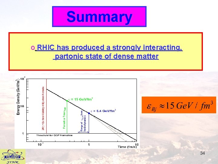 Summary o RHIC has produced a strongly interacting, partonic state of dense matter 34