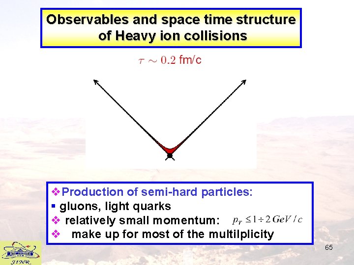 Observables and space time structure of Heavy ion collisions v. Production of semi-hard particles: