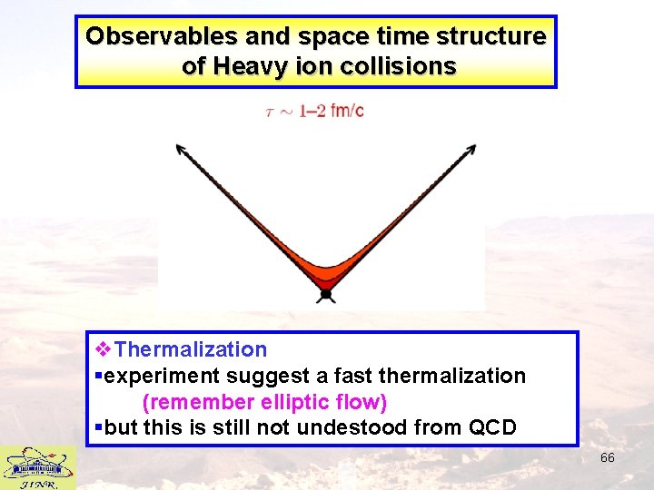 Observables and space time structure of Heavy ion collisions v. Thermalization §experiment suggest a