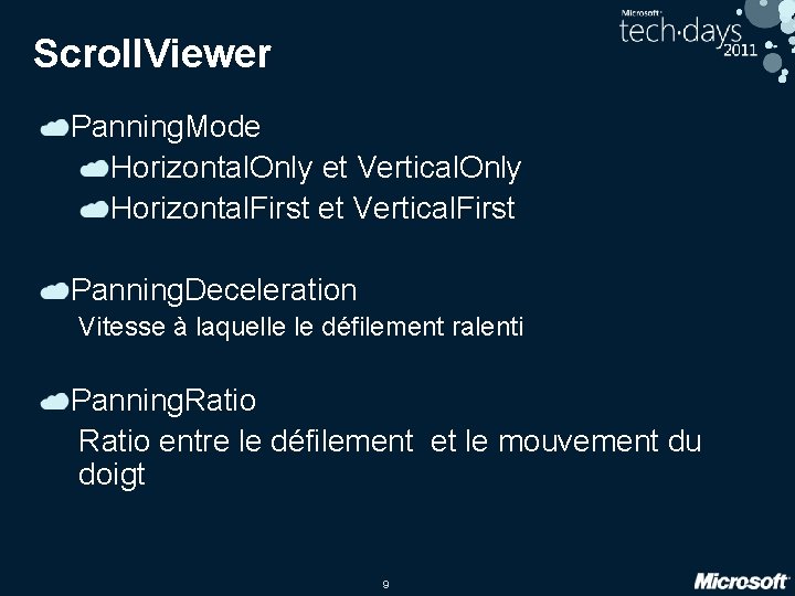 Scroll. Viewer Panning. Mode Horizontal. Only et Vertical. Only Horizontal. First et Vertical. First