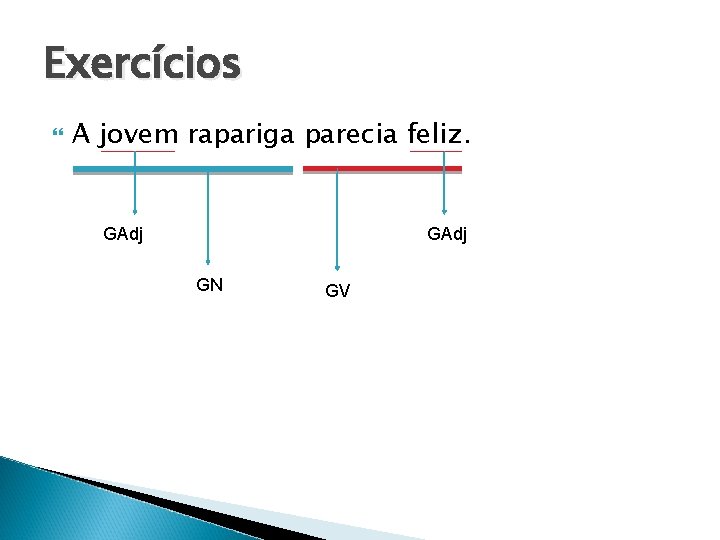 Exercícios A jovem rapariga parecia feliz. GAdj GN GV Exercícios A jovem rapariga parecia feliz. GAdj GN GV