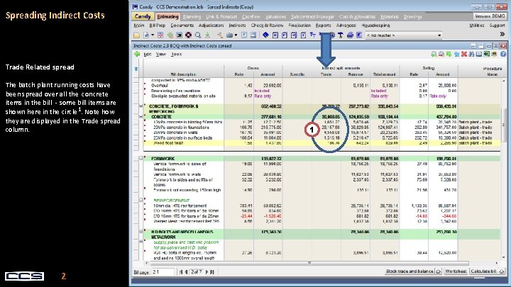 Spreading Indirect Costs Trade Related spread The batch plant running costs have been spread