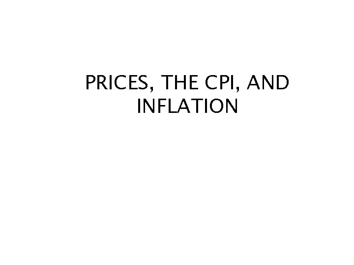 PRICES, THE CPI, AND INFLATION 