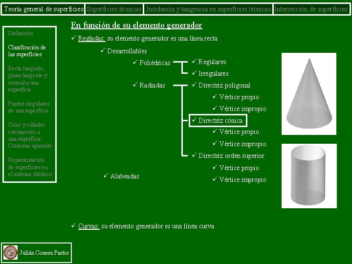 Teoría general de superficies Superficies técnicas Incidencia y tangencia en superficies técnicas Intersección de
