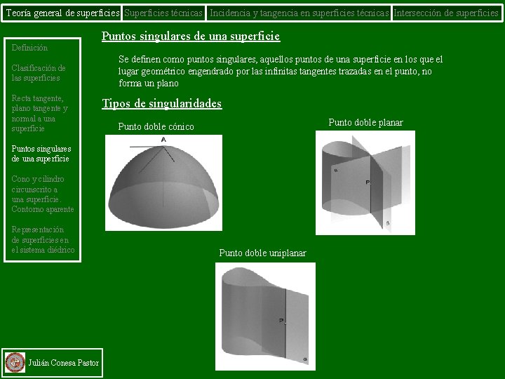 Teoría general de superficies Superficies técnicas Incidencia y tangencia en superficies técnicas Intersección de
