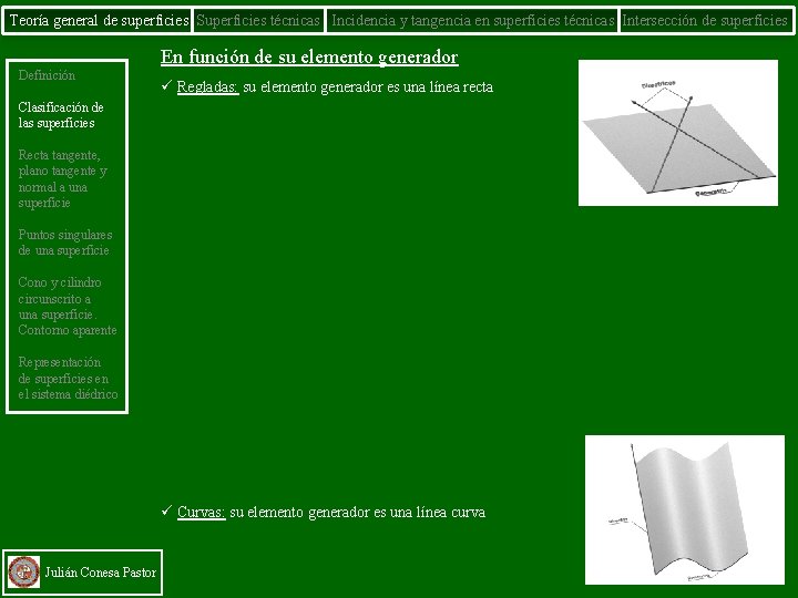 Teoría general de superficies Superficies técnicas Incidencia y tangencia en superficies técnicas Intersección de