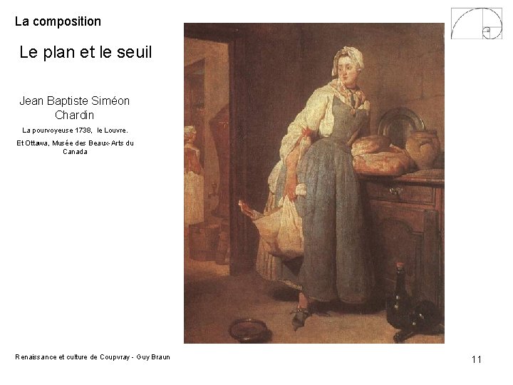 La composition Le plan et le seuil Jean Baptiste Siméon Chardin La pourvoyeuse 1738, La composition Le plan et le seuil Jean Baptiste Siméon Chardin La pourvoyeuse 1738,