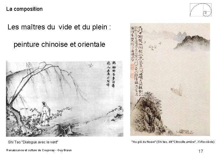 La composition Les maîtres du vide et du plein : peinture chinoise et orientale La composition Les maîtres du vide et du plein : peinture chinoise et orientale