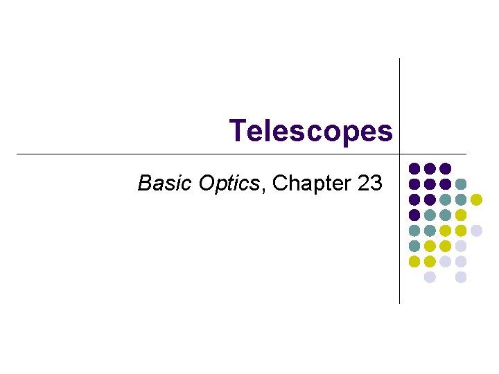 Telescopes Basic Optics, Chapter 23 