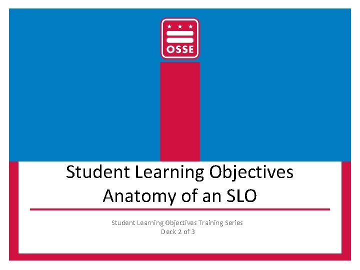 Student Learning Objectives Anatomy of an SLO Student Learning Objectives Training Series Deck 2