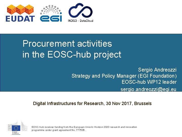 Procurement activities in the EOSC-hub project Sergio Andreozzi Strategy and Policy Manager (EGI Foundation)