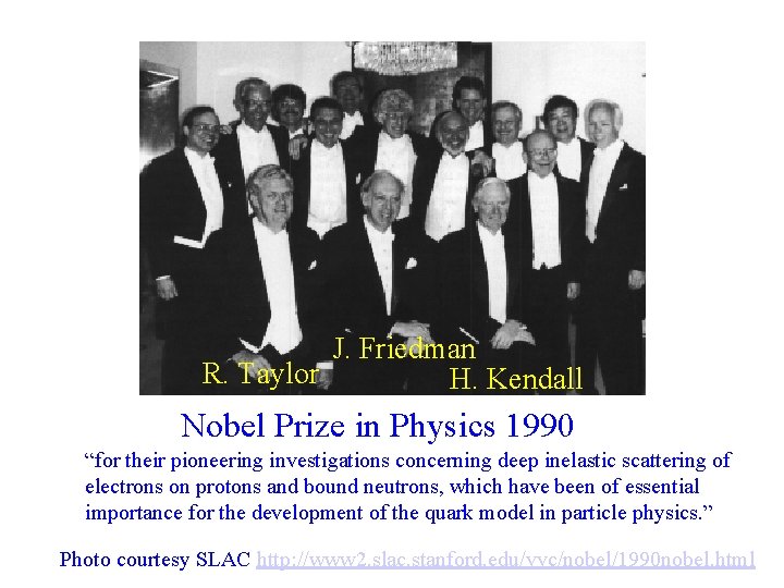 J. Friedman R. Taylor H. Kendall Nobel Prize in Physics 1990 “for their pioneering