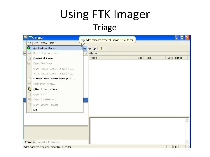 Using FTK Imager Triage 