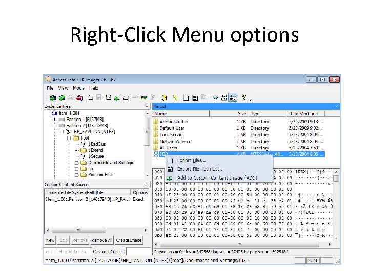 Right-Click Menu options 