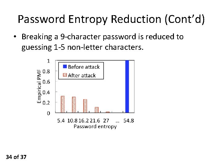 Password Entropy Reduction (Cont’d) • Breaking a 9 -character password is reduced to guessing