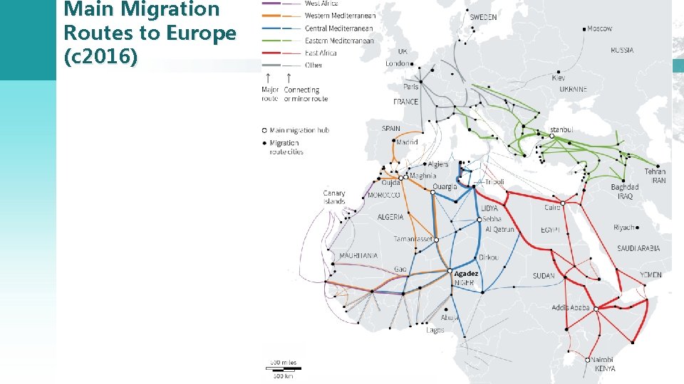 Main Migration Routes to Europe (c 2016) 