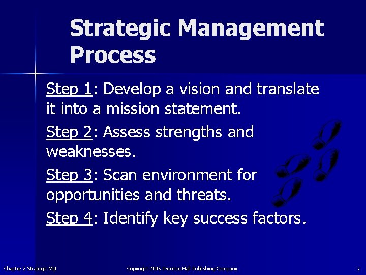 Strategic Management Process Step 1: Develop a vision and translate it into a mission