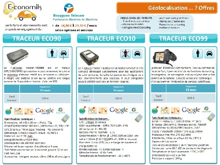 Plateforme de Géo-services Géolocalisation … ? Offres Partenaire Machine to Machine Plateforme de Géo-services Géolocalisation … ? Offres Partenaire Machine to Machine