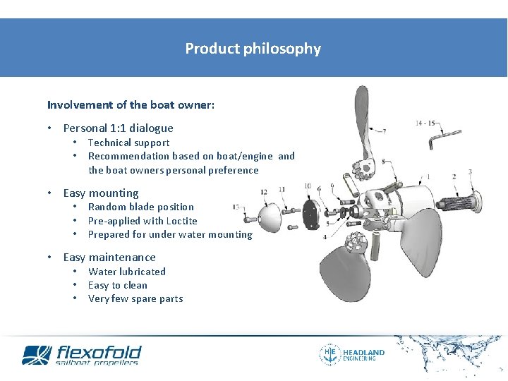 Product philosophy Involvement of the boat owner: • Personal 1: 1 dialogue • •