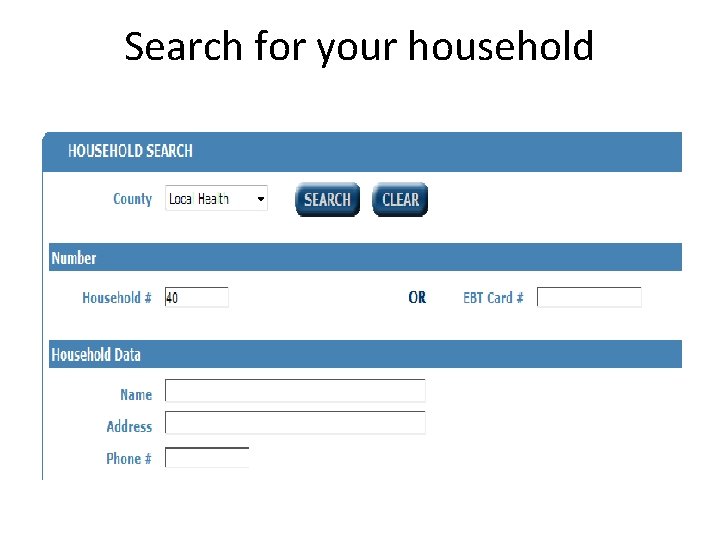 Search for your household 
