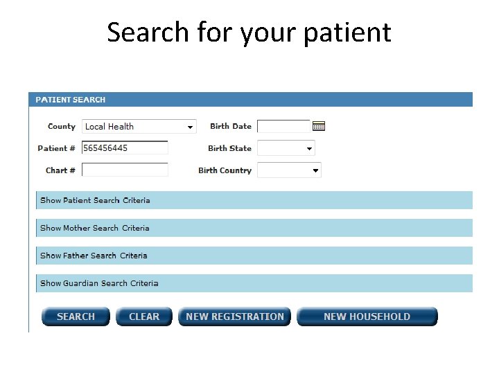 Search for your patient 