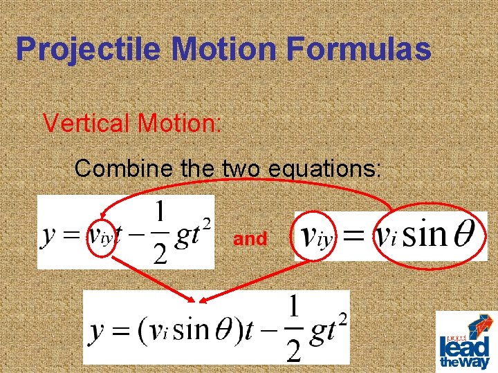 Projectile Motion Formulas Vertical Motion: Combine the two equations: and 