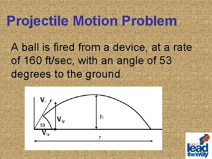 Projectile Motion Problem A ball is fired from a device, at a rate of