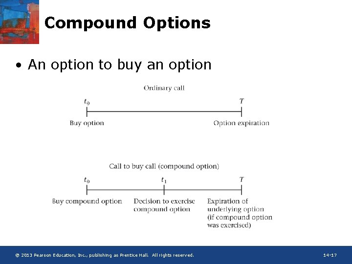 Compound Options • An option to buy an option © 2013 Pearson Education, Inc.