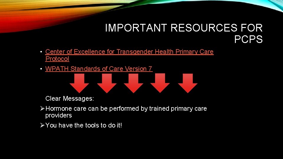 IMPORTANT RESOURCES FOR PCPS • Center of Excellence for Transgender Health Primary Care Protocol IMPORTANT RESOURCES FOR PCPS • Center of Excellence for Transgender Health Primary Care Protocol