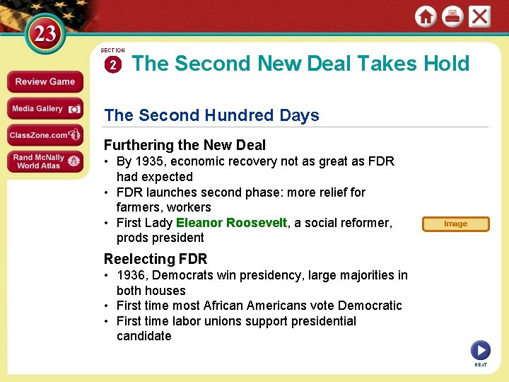 SECTION 2 The Second New Deal Takes Hold The Second Hundred Days Furthering the