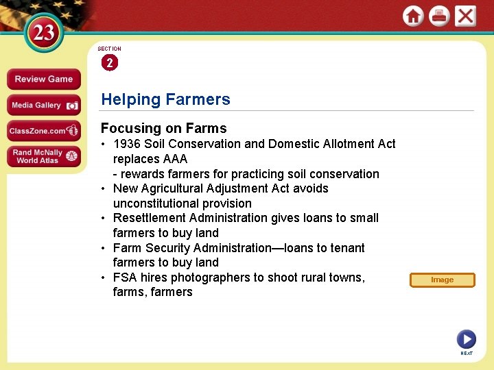 SECTION 2 Helping Farmers Focusing on Farms • 1936 Soil Conservation and Domestic Allotment