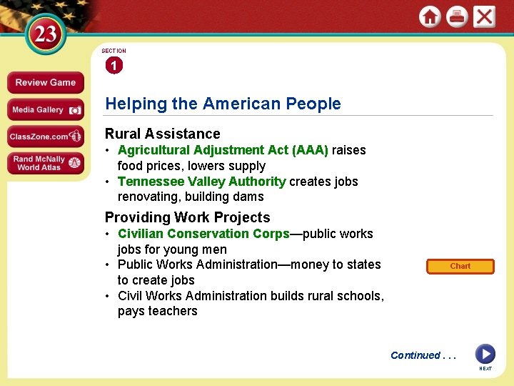 SECTION 1 Helping the American People Rural Assistance • Agricultural Adjustment Act (AAA) raises
