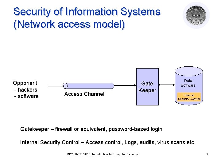 Non Interference Model Introduction to Computer Security Lecture 7 Basic Cryptography