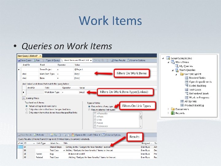 Work Items • Queries on Work Items 