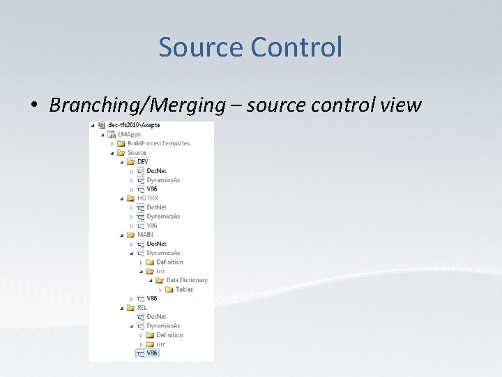 Source Control • Branching/Merging – source control view 