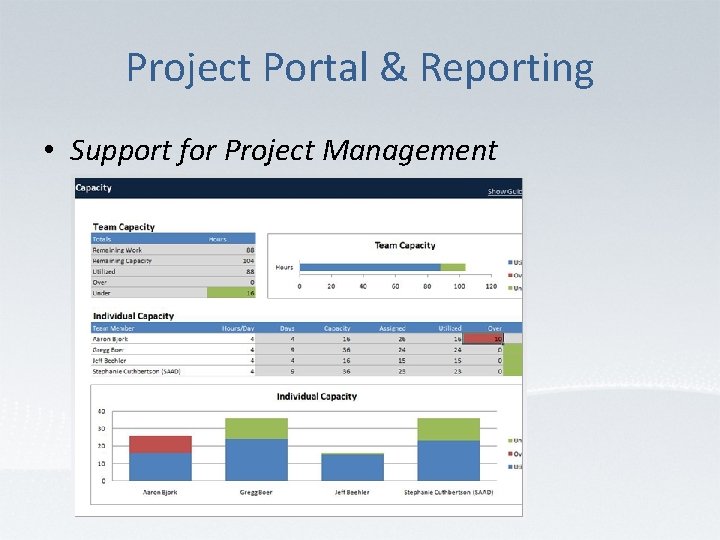 Project Portal & Reporting • Support for Project Management 