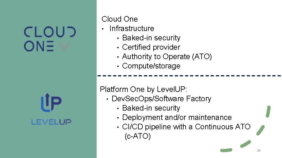 Cloud One • Infrastructure • Baked-in security • Certified provider • Authority to Operate