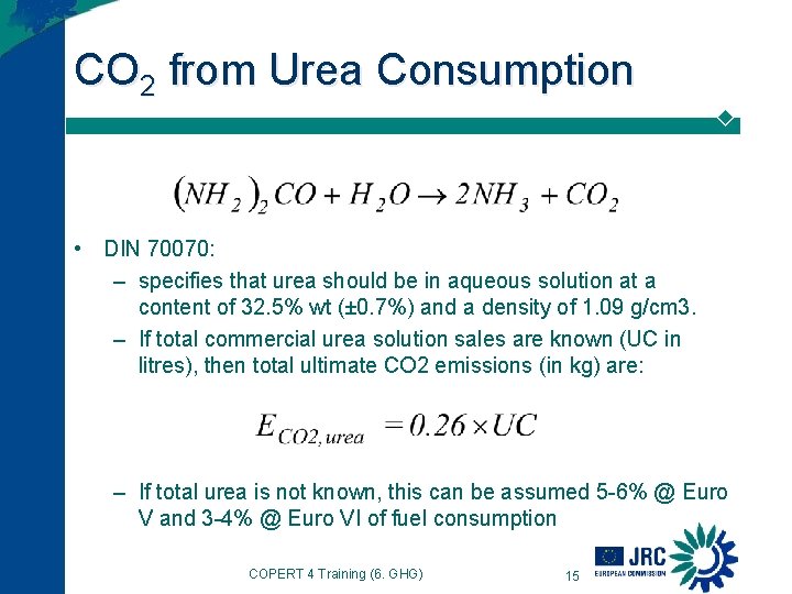 CO 2 from Urea Consumption • DIN 70070: – specifies that urea should be CO 2 from Urea Consumption • DIN 70070: – specifies that urea should be