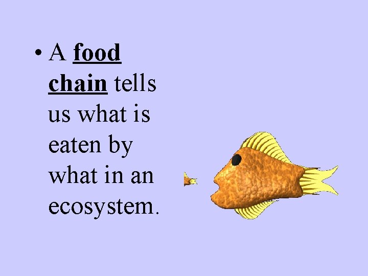  • A food chain tells us what is eaten by what in an