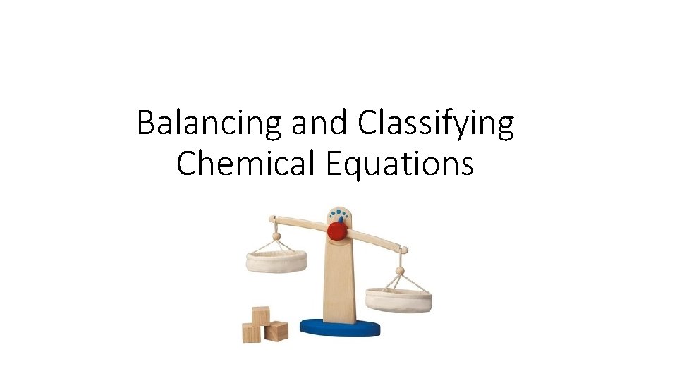 Balancing and Classifying Chemical Equations 