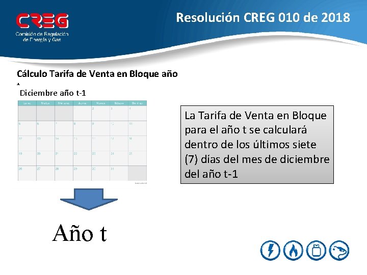 Resolución CREG 010 de 2018 Cálculo Tarifa de Venta en Bloque año t Diciembre